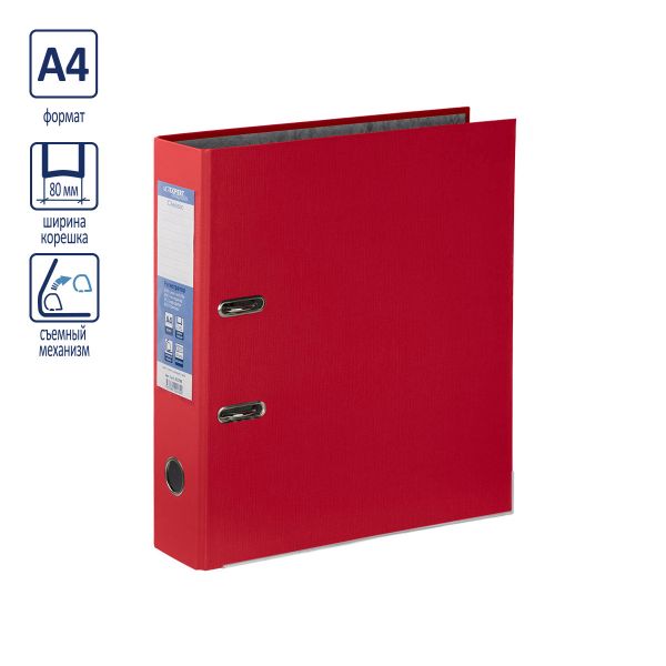 Регистратор PVC, мет.уг. 80 мм, 50 шт, Premier A4 арочный механ. (разб.), красный EC10312245, Expert Complete