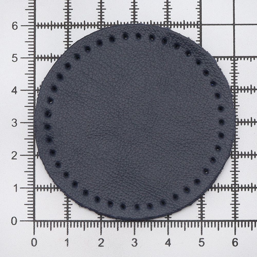 Заплатки пришивные из кожи, круг ⌀6см с перфорацией, 2 шт, 100% кожа, 05 темно-синий, 9111