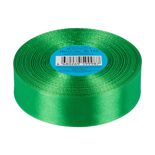 Лента атласная 1-сторонняя 25.0 мм / 33±2 метра, 152 зеленый, Gamma