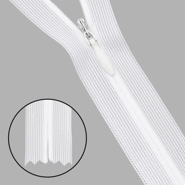 Молния потайная (скрытая) Т3 (3 мм) 1 зам., н/раз., 50 см, нейлон, F102 молочный, 10 шт