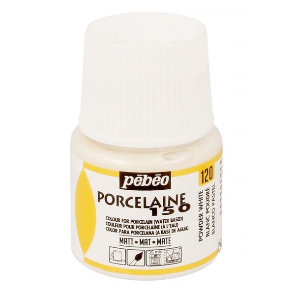 Краска по фарфору и керамике (под обжиг) меловая матовая Porcelaine 150 45 мл, 024120 белая пудра, Pebeo