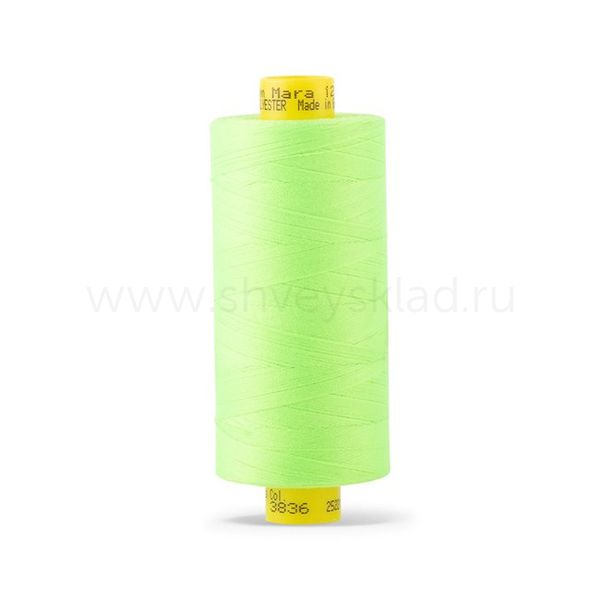 Нитка универсальная Gutermann Mara 120/2, 1000 м, 700207, 3836 неоновый салат, 1 катушка
