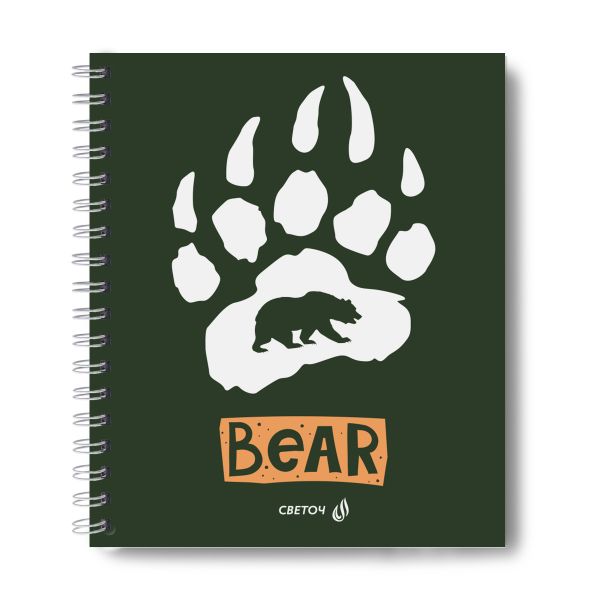 Тетрадь общая с запечатан. пластик. обложкой, 500 мкр, A5+ 96 л. на гребне 65 г/м², белизна 100%, 4 шт, клетка, 000814 Дай лапу!, Светоч ТЕТ96-002