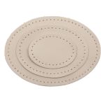 Набор заплаток пришивных из кожи, овал 4х5,5см, 6х8,2см, 8х10,9см, с перфорацией, 3 шт (06 бежевый), 9404