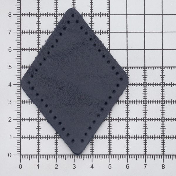 Заплатки пришивные из кожи, ромб 6х8,4см с перфорацией, 2 шт, 100% кожа, 05 темно-синий, 9115