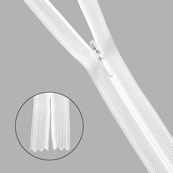 Молния потайная (скрытая) Т3 (3 мм) 1 зам., н/раз., 20 см, нейлон, цв. 501/1 бело-голубой, 10 шт