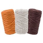 Шпагат джутовый ⌀1.4 мм / 50 метров (50 г), 2-ниточный, 1200 текс, евробобина, 3 шт, ассорти 3 (белый, оранжевый, коричневый)