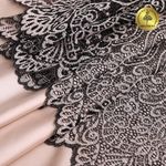 Кружево бельевое эластичное 240 мм / 25 м, 40992, цв.168 серебристый пион+черный, Kruzhevo