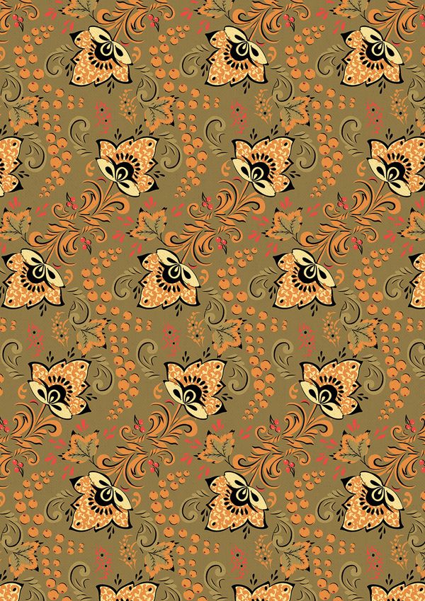 Ткань для пэчворка Peppy Русские традиции, рулон 112 см / 5 метров, РТ-13 зеленый, Peppy