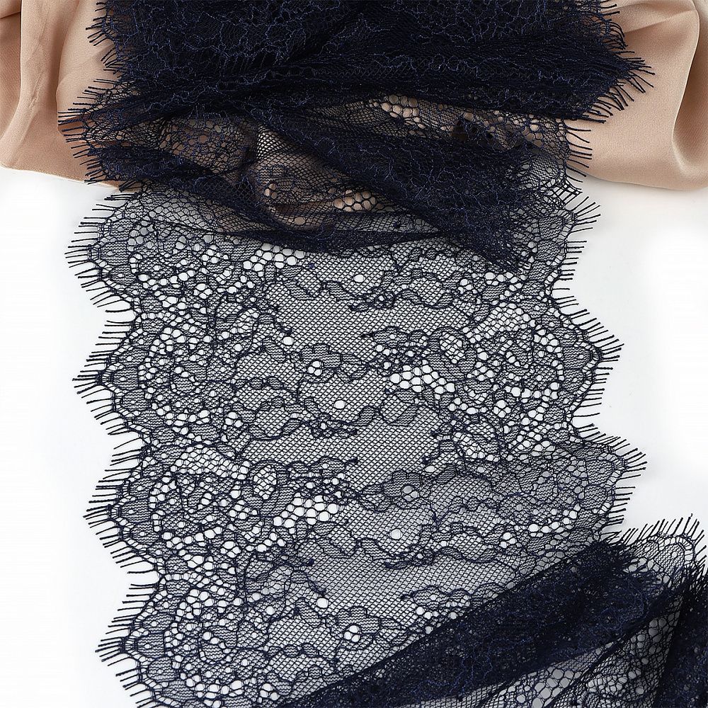 Кружево шантильи (реснички) 170 мм, TBY A88, S919 темно-синий, 3м, Kruzhevo