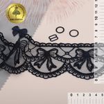 Кружево на сетке с матовой нитью с бантиками 60 мм, диз. 196, цв.т.синий уп. 13.71 м, Kruzhevo