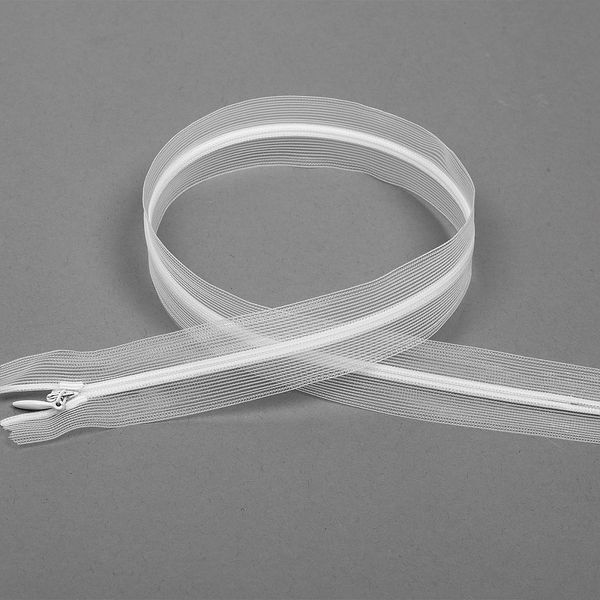 Молния потайная (скрытая) Т3 (3 мм) 1 зам., н/раз., 20 см, тесьма прозрачная, цв.F101 белый уп.50 шт