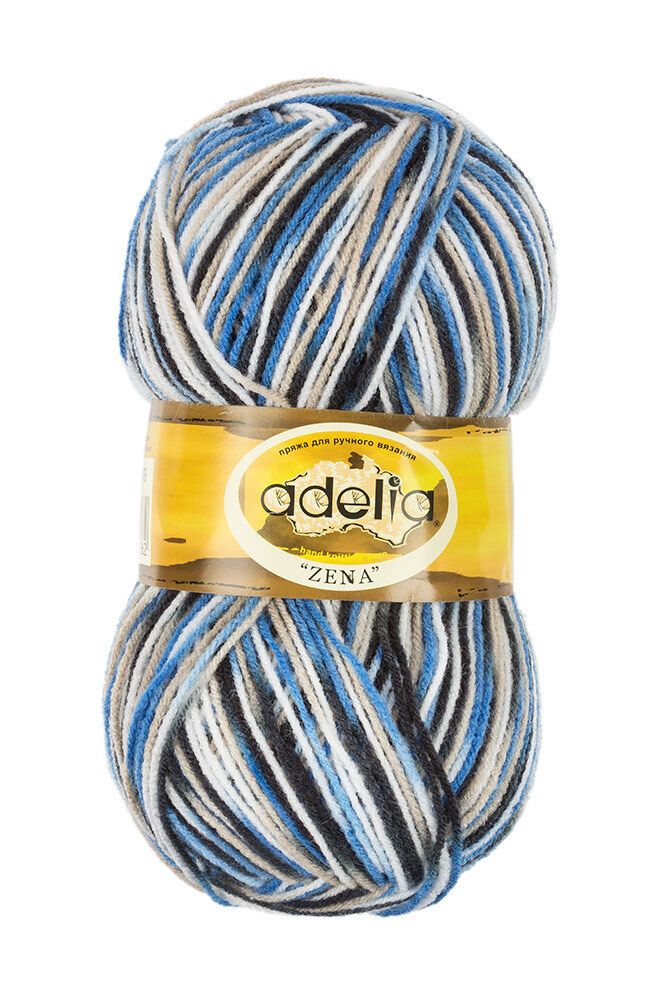 Пряжа Adelia Zena / уп.5 мот. по 100г, 308м, 76 белый, голубой, серо-голубой