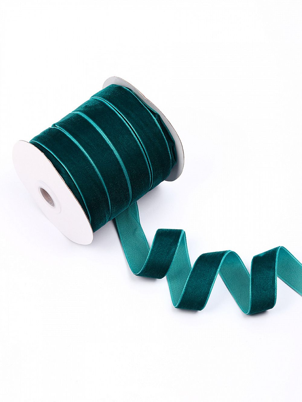 Лента бархатная (тесьма) 20.0 мм / 22.86±1 метров, арт.20VR39 нейлон цв.т.зеленый