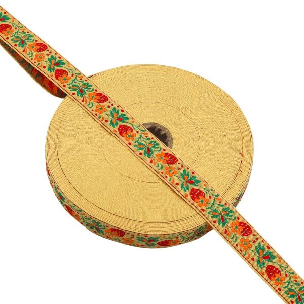 Лента (тесьма) жаккардовая 24.0 мм / 25±1 метров, рис. 9437 Клубничка, 2 желтый, С1852Г17