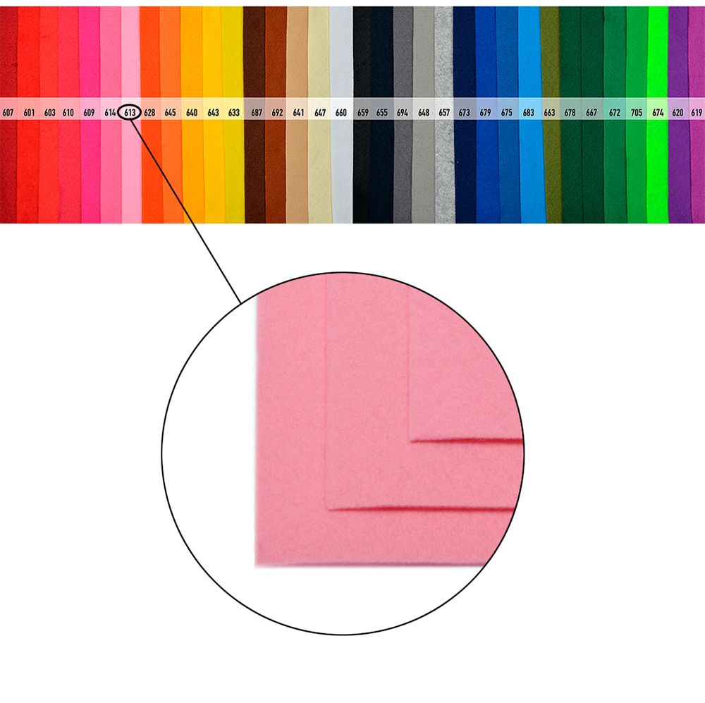 Фетр листовой мягкий 1.0 мм, 20х30 см, 10 шт, цв. 613 св.розовый