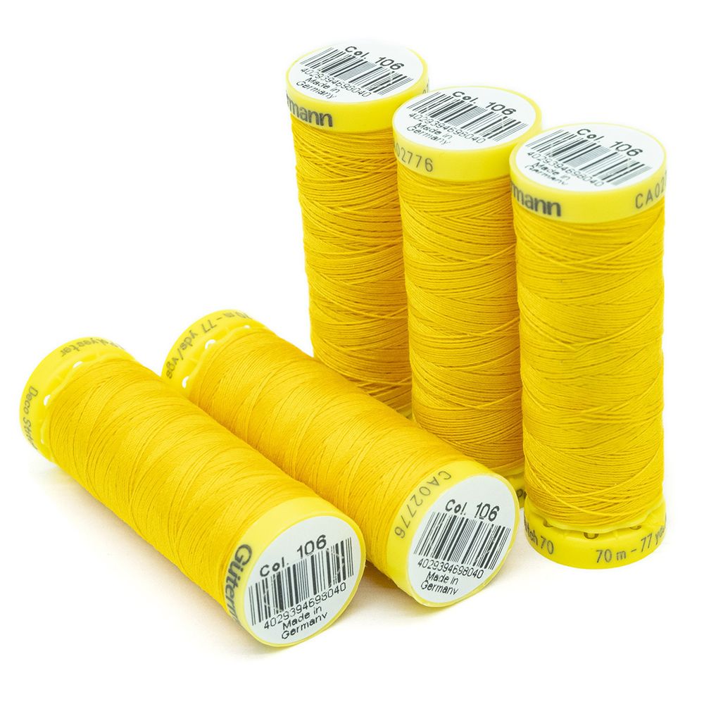 Нитки отделочные Gutermann Deco Stitch 70, 70м, 106 т.желтый, 5 катушек