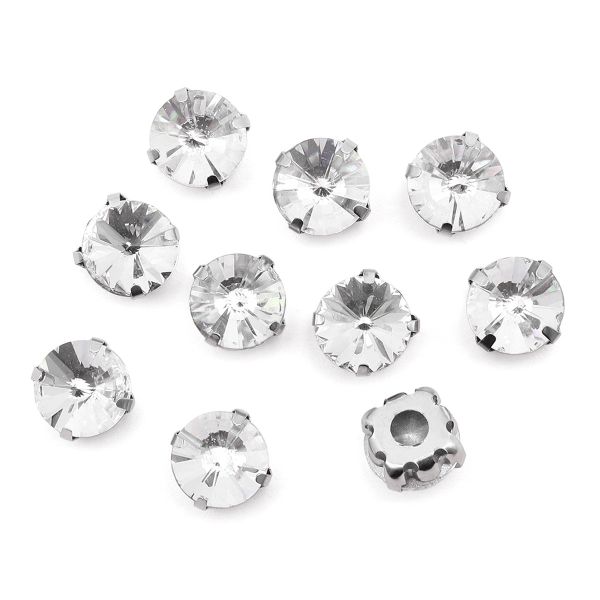 Хрустальные стразы в цапах круглой формы, белый 8 мм, 10 шт. Astra&Craft, РЦ001НН8