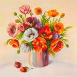 Алмазная (кристальная) мозаика Фрея, Букет маков, 40х40 см