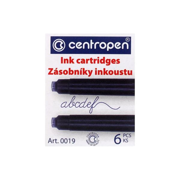 Картридж с чернилами для авторучек, 6 шт, синие цвет чернил: синий, Centropen 0019/6