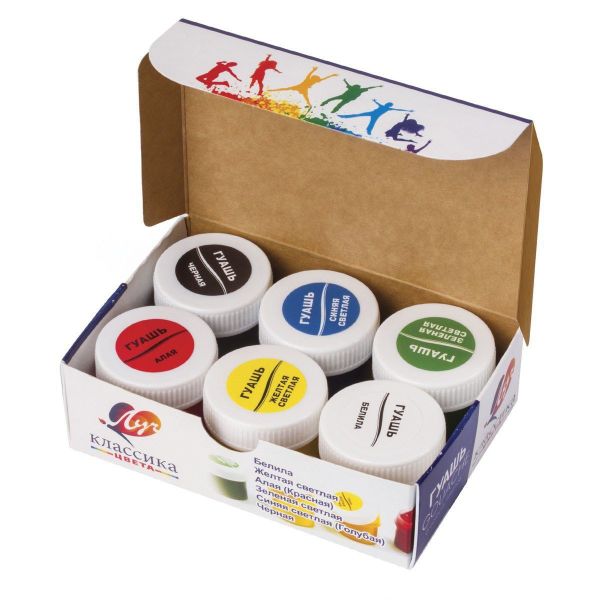 Краска гуашь Классика 6 цветов по 20 мл