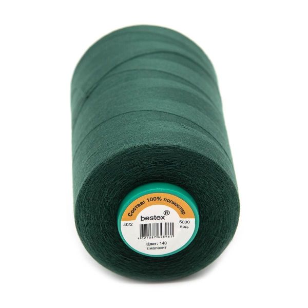 Нитки универсальные Bestex 40/2, 4570 м (5000 ярд) / 1 кат., 140 темный малахит