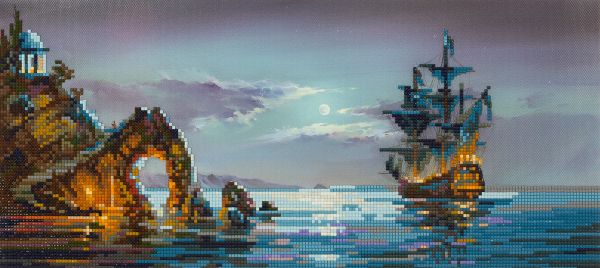 Алмазная (кристальная) мозаика Фрея, Лунная ночь, 45х20 см