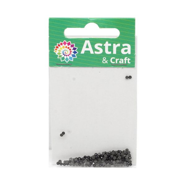 Стразы термоклеевые, 2 мм, ss6, 150 шт/упак (127 черный с серебряной сердцевиной)