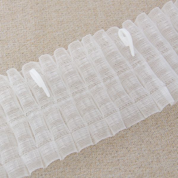 Лента (тесьма) шторная: сборка параллельная (1:2) 85 мм / 100 метров, (7 рядов петель, 3 шнура), прозрачный, 214