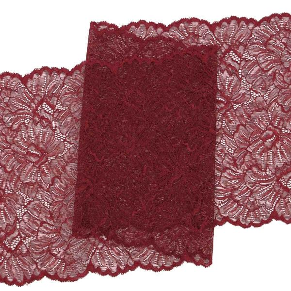 Кружево бельевое эластичное 240 мм / 3.4 метра, цвет темно-красный