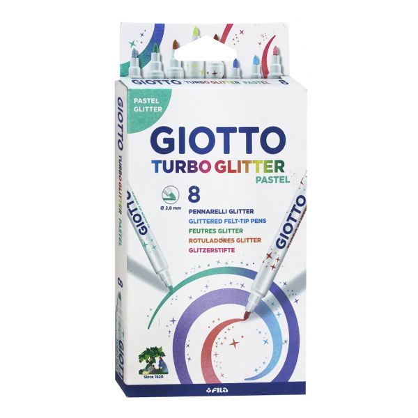 Фломастеры блестящие Пастельные цвета с глиттером 8 цв, на водной основе F426300, Giotto