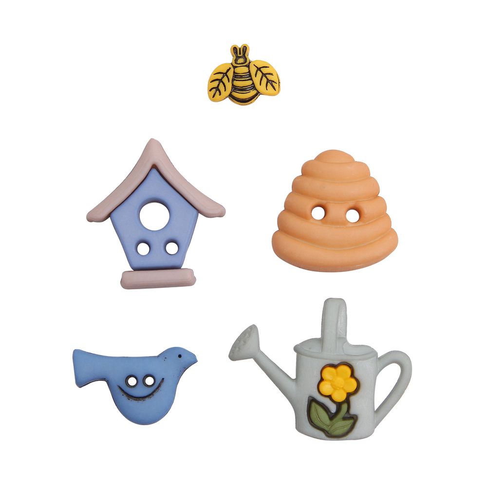 Украшения пуговицы декоративные фигурки Птицы и пчелы пластик, 13 штук, Dress It Up