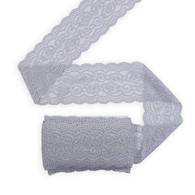 Кружево эластичное (стрейч) 100 мм / 13.71 метров, C154 светло-серый