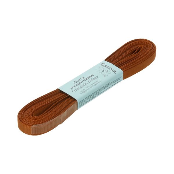 Лента репсовая нарезка 06.0 мм / 10 шт по 5.4 метра, 119 коричневый, Gamma GR-06