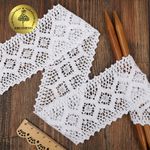 Кружево вязаное (тесьма) 75 мм, цв.белый, уп.10 м, Kruzhevo