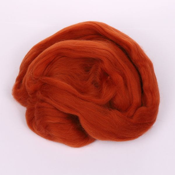 Шерсть для валяния Пехорка Гребенная лента тонкая 1х50 г (до 23 мкр), 344 красная глина