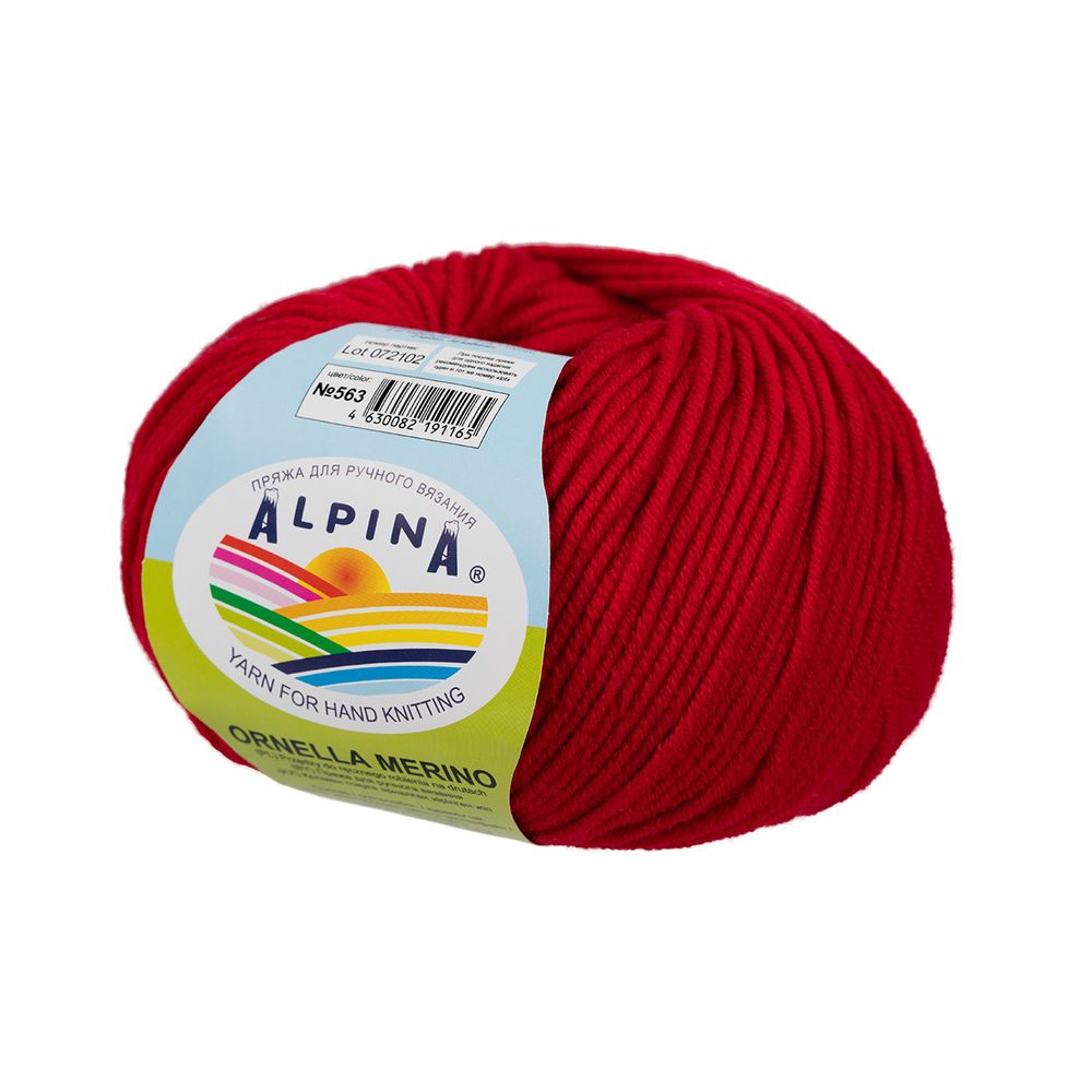 Пряжа Alpina Ornella Merino / уп.10 мот. по 50г, 125м, 563 красный