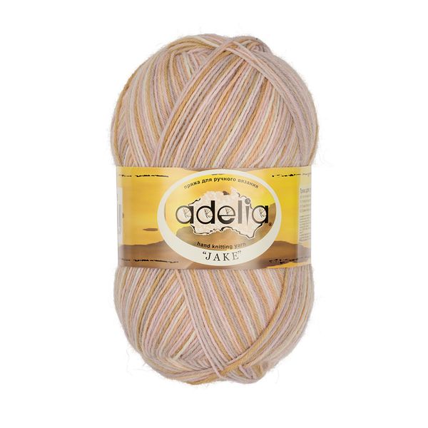 Пряжа Adelia Jake / уп.5 мот. по 100г, 400м, 28 кремовый-св.бежевый-песочный-св.розовый-св.серый