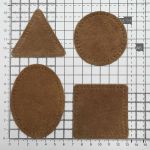Набор заплаток пришивных из замши, круг, квадрат, треугольник, овал 6см, с перфорацией, 4 шт (32 кэмел), 59723