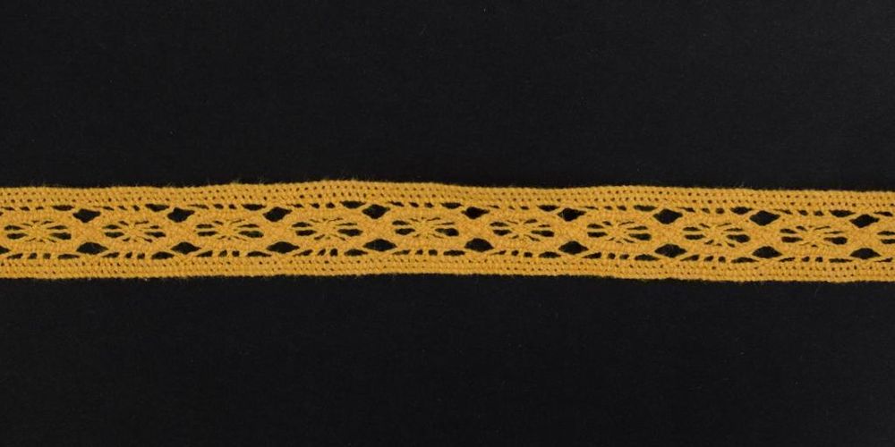 Кружево вязаное (тесьма) 17 мм цв.желтый, Alfa, 25 метров, AF-132-015