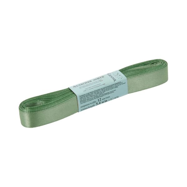 Лента атласная 1-сторонняя 12.0 мм / 10 шт по 5.4 метра, №105 зеленый, Gamma AL-12P