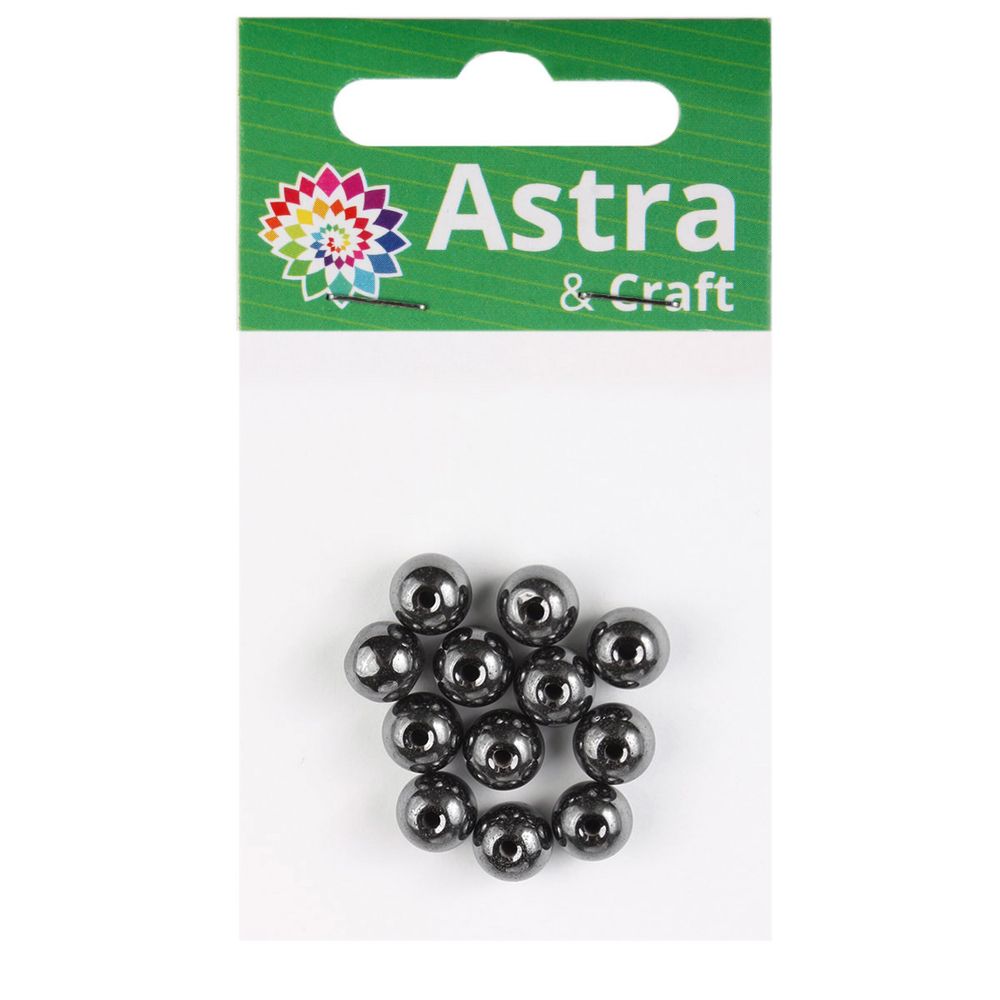 Бусины натуральный камень гематит 8 мм, 12 шт в упак, Astra&Craft