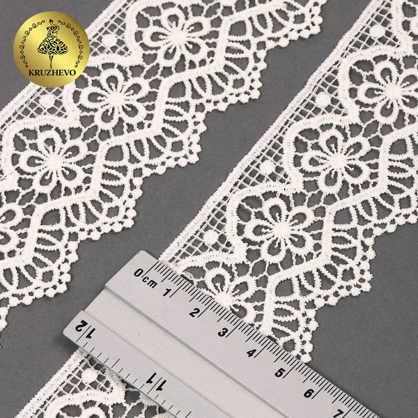Кружево гипюр (плетёное) 50 мм, матовая нить TBY.0871, цв.F102 молочный уп.13.71м, Kruzhevo