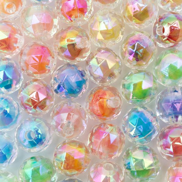 Бусины акрил (бусина в бусине) ⌀12 мм, 50±5 г, микс цвета, гранёные, 1AL050-1 , Astra&Craft
