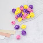 Цветочек-розочка из фоамирана 38 мм, микс №17, 3 цвета, 30 шт