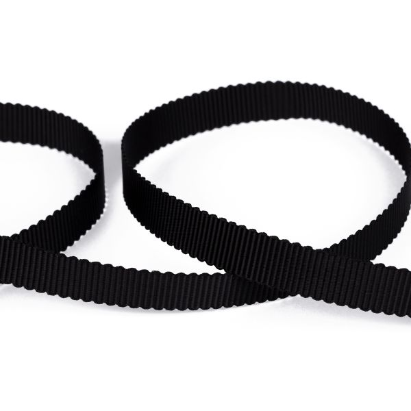 Лента репсовая (в рубчик) с зубчатым краем 10.0 мм, 25±1 метров, 002 черный, Gamma PTGR-10