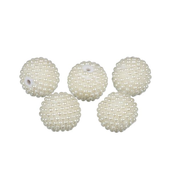 Бусины пластик ⌀22 мм, 5 шт, №01 белый, Zlatka BWS-22