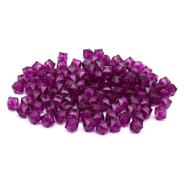 Бусины акрил ⌀10 мм, прозрач. в цвете, граненый куб, 50 г, Astra&Craft (MG.3245-27 фиолетовый)