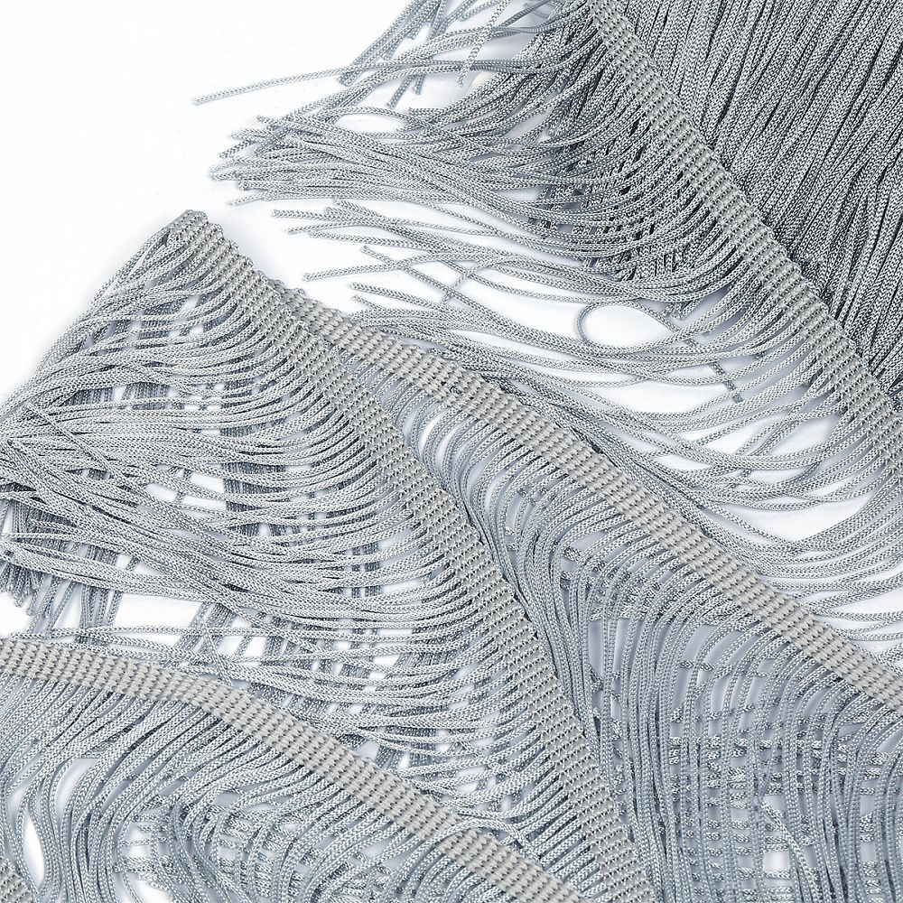 Бахрома отделочная широкая 150.0 мм / 4.5 метра, цв.серебро