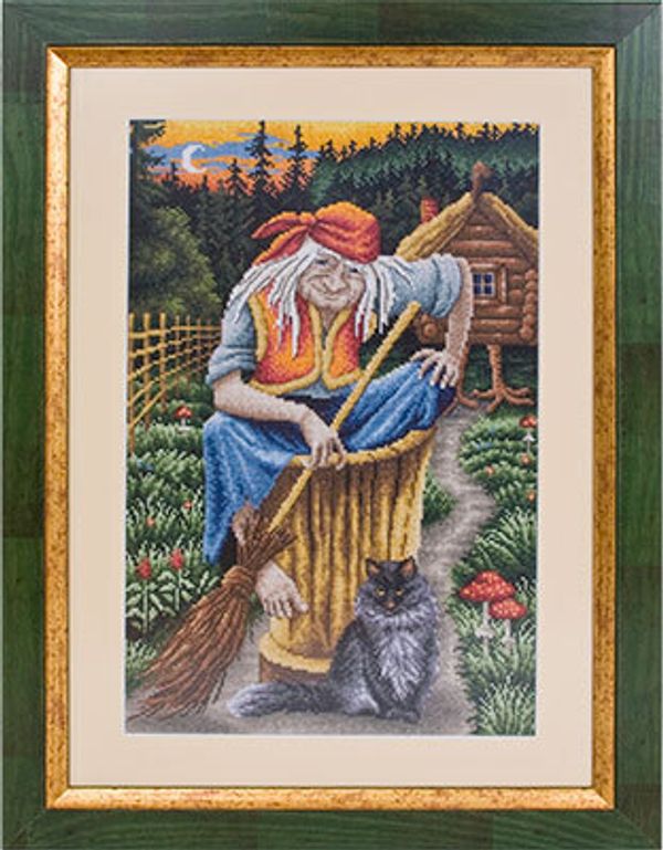 Набор для вышивания нитками Panna, Золотая серия, Баба -Яга, 25х35 см